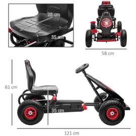 Homcom Gokart, Kinderfahrzeug mit verstellbarem Sitz, Gummireifen,
