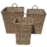 Casa Moro Flechtkorb Rattan Korb Matera mit Henkel Weidenkorb (Aufbewahrungskorb eckig Weidemkorb, in drei Größen und als Set), Naturkorb Rattankorb groß braun 67 cm