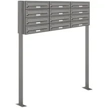 AL Briefkastensysteme 12er Premium Standbriefkasten Aluminiumgrau inkl. Zeitungsfach