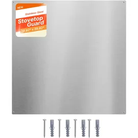 Vevor Küchenrückwand 76 x 76 cm aus Edelstahl, Wandschutz für Herd und Dunstabzugshaube mit Vorgebohrten Löchern, Robuste Rückwand Spritzschutz für Küche, Kochen und Praktische Aufbewahrung, Silber