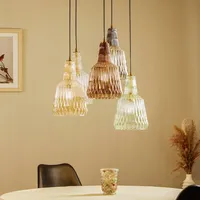 LINDBY Hängeleuchte Belarion, multicolour, 5-flg., Ø 65 cm