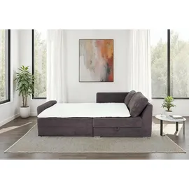 luma-home Eckcouch Cord 3-Sitzer Dunkelgrau