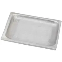 Nklaus Kerzenteller rechteckig 10x7cm Aluminium Silber matt Untersetzer Untertasse Deko 10428