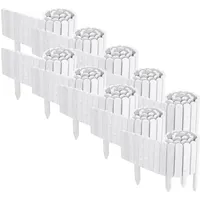 Floranica 20 m Beeteinfassung Flexibler Holzzaun 10 St. 2 m x 20 cm Weiß Steckzaun aus Kiefernholz Rasenkante Teichzaun Rollboard 10 tlg Erweiterbares Zaunset für Garten