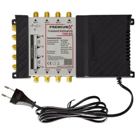 Premium X PremiumX PXMS 9/8 Multischalter mit Netzteil Multiswitch 2 SAT für 8 Teilnehmer Satverteiler Digital HDTV FullHD 4K UHD 8K