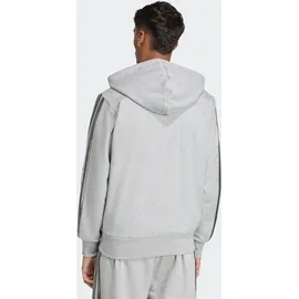 adidas Kapuzensweatshirt ADIDAS SPORTSWEAR "HOLIDAY 3-STREIFEN MIT DURCHGEHENDEM REISSVERSCHLUSS", Herren, Gr. L, grau (medium grau heather), Obermaterial: 70% Baumwolle, 30% Polyester, angesetztes Bündchen, Sweatshirts