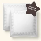 Amqua Satin Kissenbezug 80x80 Baumwolle 2er Set Weiß Grau Muster| Kopfkissenbezug 80x80 2er Set Baumwolle mit Reißverschluß| Polsterbezug 80 x 80| Kissenbezüge 80 x 80 Elora