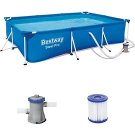 BESTWAY Steel Pro Frame Pool Set 300 x 201 x 66 cm inkl. Filterpumpe