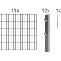 GAH Alberts Alberts Doppelstabmatten-Grundset 22 m 200 x 100 cm 6/5/6 anthrazit
