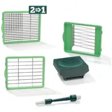 Genius Gemüseschneider Nicer Dicer Chef Messereinsätze 6x6 + 6x30 + 12x48 mm + Tomateneinsatz, zahlreiche Schneidoptionen: Würfel, Stifte, Scheiben, Streifen