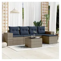 vidaXL Gartensofa-Set 6-tlg. grau Polyrattan