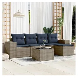 vidaXL Gartensofa-Set 6-tlg. grau Polyrattan
