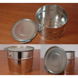 plasteo 6 Liter Weißblecheimer Hobbock inkl. Deckel mit Spannring Stabiler Metalltragegriff Luft und Flüssigkeitsdicht Robust und Stapelbar