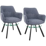 WAFTING Esszimmerstuhl 2er Set drehbar, Armlehnstuhl drehbar 360°,Moderner Polsterstuhl Stuhl Samt, Stühle für Esszimmer,Küchenstuhl für Wohnzimmer,Arbeitszimmer,Schlafzimmer,Grau