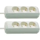 Brennenstuhl Eco-Line 3-Fach Steckdosenleiste (Steckerleiste mit Kindersicherung und 5 m Kabel) weiß (5m, 2 Stück)