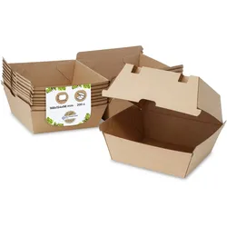 BIOZOYG 200 Stück Burger-Verpackung 16,8 x 15,4 x 9,8 cm Burgerboxen, braune Hamburger-Schachteln aus Kraftkarton, Take-Away-Boxen für Hamburger