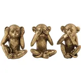 MF XXL Grösse 3 Affen Figuren Nichts Hören Nichts Sehen Nichts Sagen aus Poly antik GoldHöhe 23cm