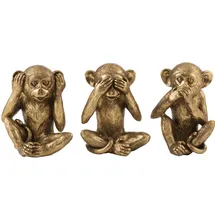MF XXL Grösse 3 Affen Figuren Nichts Hören Nichts Sehen Nichts Sagen aus Poly antik GoldHöhe 23cm