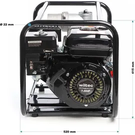 Wiltec Benzin Schmutzwasserpumpe 4kW 48.000l/h, 28m Förderhöhe, Wasserpumpe Gartenpumpe mit 80mm (3") Anschluss 4-Takt-Motor