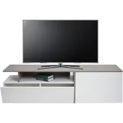TV-Rack MCW-L34, Lowboard Fernsehtisch Sideboard TV-Schrank Kommode, Holz 45x161x40cm Staufach, Beton-Optik weiß