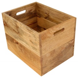 Zeitungskorb Gita 40x30x30 aus Mango-Massivholz