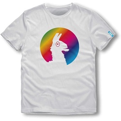 Fortnite T-Shirt FORTNITE T-SHIRT Rainbow Colour Alpaka Shirt Weiss Gr.140 152 164 176 ca. 10 12 14 16 Jahre S