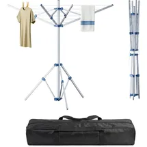 Wiltec Mobile Wäschespinne Wäscheständer Alu Höhe 155cm Wohnwagen Camping Klappbar Reise