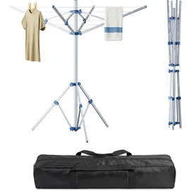 Wiltec Mobile Wäschespinne Wäscheständer Alu Höhe 155cm Wohnwagen Camping Klappbar Reise