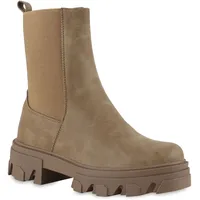 VAN HILL Damen Stiefeletten Plateau Boots Stiefel Profilsohle Schuhe