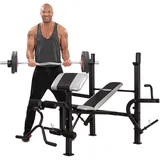 Miweba Sports Fitness Hantelbank Kraftstation MB500 Pro | 150 Kg Traglast - Höhenverstellbare Rückenlehne - Fitnessstation - Butterfly - Beinpresse - Hometrainer - Fitnessgeräte für Zuhause