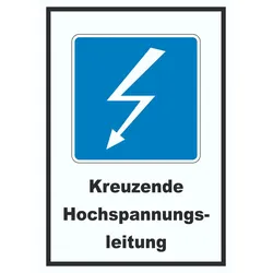 HB-Druck Hochspannungsleitung Kreuzt Symbol und Text A4 (210x297mm)