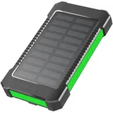 Logilink Solar-Powerbank 8000 mAh, Taschenlampe, gleichzeitiges Aufladen von 2 Geräten (2X USB Typ-A), schwarz-grün