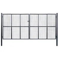 vidaXL Mesh-Gartentor Verzinkter Stahl 400 x 175 cm Grau : Grau