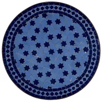 Casa Moro Beistelltisch Mediterraner Mosaiktisch Ø 60 cm rund Marine-blau glasiert, (Dekorativer Bistrotisch, mit Gestell H 73 cm), Kunsthandwerk aus Marokko, Mosaik Gartentisch Beistelltisch MT2038 blau