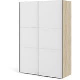 ebuy24 Saskia Schiebetürenschrank B147 cm 2 Türen Eichenstruktur und weiß.