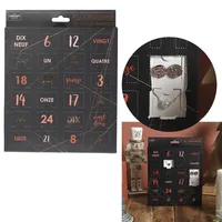 Schmuck-Adventskalender – 24 Überraschungsfächer mit Juwelen – Perfektes Geschenk zu Weihnachten – Luxus-Schmuckbox – Schwarz - Schwarz