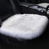 Plüsch Autositzbezug,Faux Lammfell Auto Sitzauflage,Winter Warme Sitzkissenbezug, Sitzbezug,Autositzkissen Abdeckung Modell Universal (Weiß Grau,Vordersitzkissen)