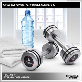 MIWEBA Sports Chrom-Hanteln, Kurzhantel-Set, verchromter Stahl, Gummiring, 1-10 kg, 2er-Set (2x 6,0 Kg)