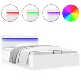 vidaXL Stauraumbett hydraulisch LED 140 x 200 cm weiß