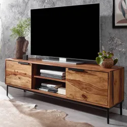 TV Schrank FineBuy Lowboard 147x51x38 cm Holz Fernsehkommode Fernsehschrank