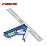 WorkPro Kombinationswinkel 300mm, Anschlagwinkel Universalwinkel mit Wasserwaage und Anreissnadel, Einstellbar Winkelmesser aus Edelstahl 90/45 Grad Messwerkzeug mit Zinklegierungsgriff
