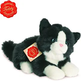 Teddy-Hermann - Katze liegend schwarz/weiß, 20 cm