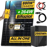 epp.solar 880W/800W Balkonkraftwerk mit Speicher Komplettset 2,56kWh Marstek Jupiter C Speicher inkl. 800W integrietem Wechselrichter | Plug and Play Smart M...