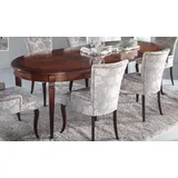 Casa Padrino Luxus Barock Esstisch Dunkelbraun Intarsien - Ovaler ausziehbarer Massivholz Esszimmertisch im Barockstil - Barock Esszimmer Möbel - Luxus Qualität - Made in Italy