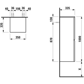 Laufen Halbhochschrank 33,5 x 105 x 33,5 cm Braun/Weiß