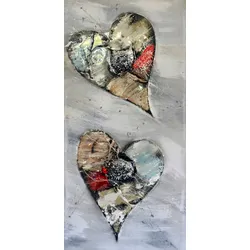 Wandbild 30 x 60 cm Hearts Holz Bunt
