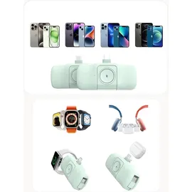 wozinsky Mini-Powerbank mit integriertem USB-C-Kabel und Apple Watch Ladegerät 5000 mAh 15 W Grün