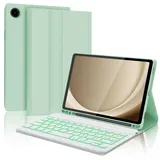 AVNICUD Tastatur für Samsung Galaxy Tab A9 2023 8.7", Samsung Tab A9 Hülle mit Tastatur Beleuchtete Magnetische Abnehmbarer QWERTZ Deutsches Tastatur für Galaxy Tab А9 2023, Grasgrün