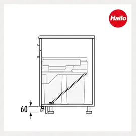 HAILO Kick and Go Küchen-Abfalleimer, Kunststoff, Weiß, One Size