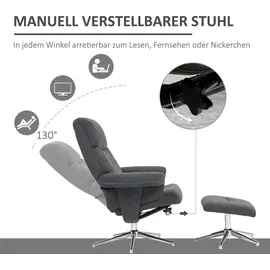 Homcom Relaxsessel Samt 78 x 106 x 85 cm Dunkelgrau mit Hocker